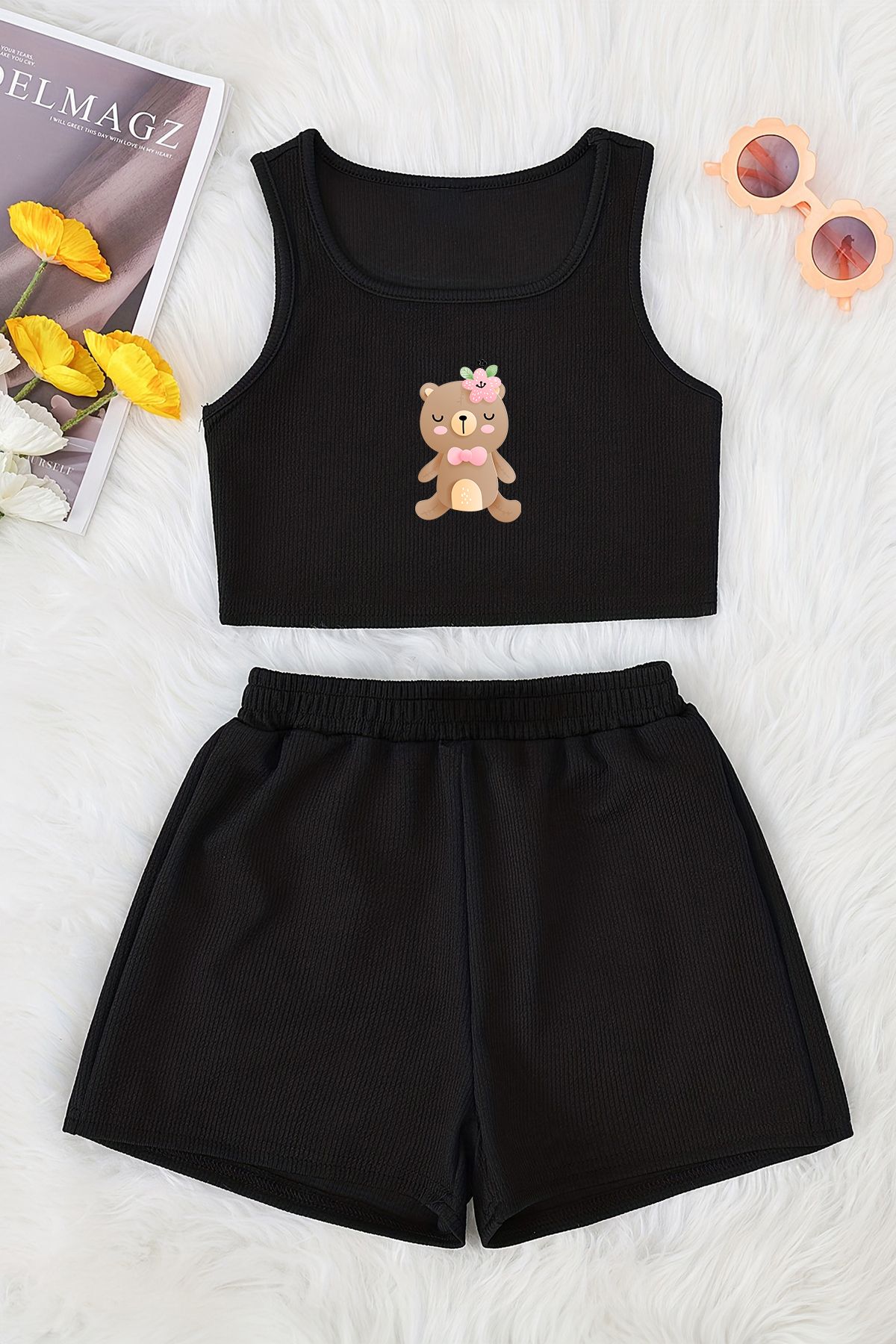 MYADA Design Special - Set Pantaloni Scurți Crop Din Bumbac Imprimat Femeie - 5–6 years