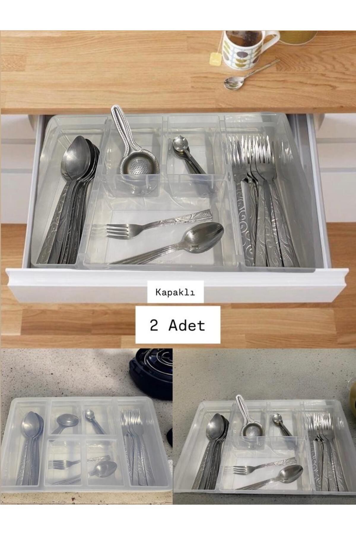 Bayev Luna 5 Sertar - 2 Bucăți, 5 Compartimente, Organizator Pentru Lingură Și Cuțite Cu Capac - One Size