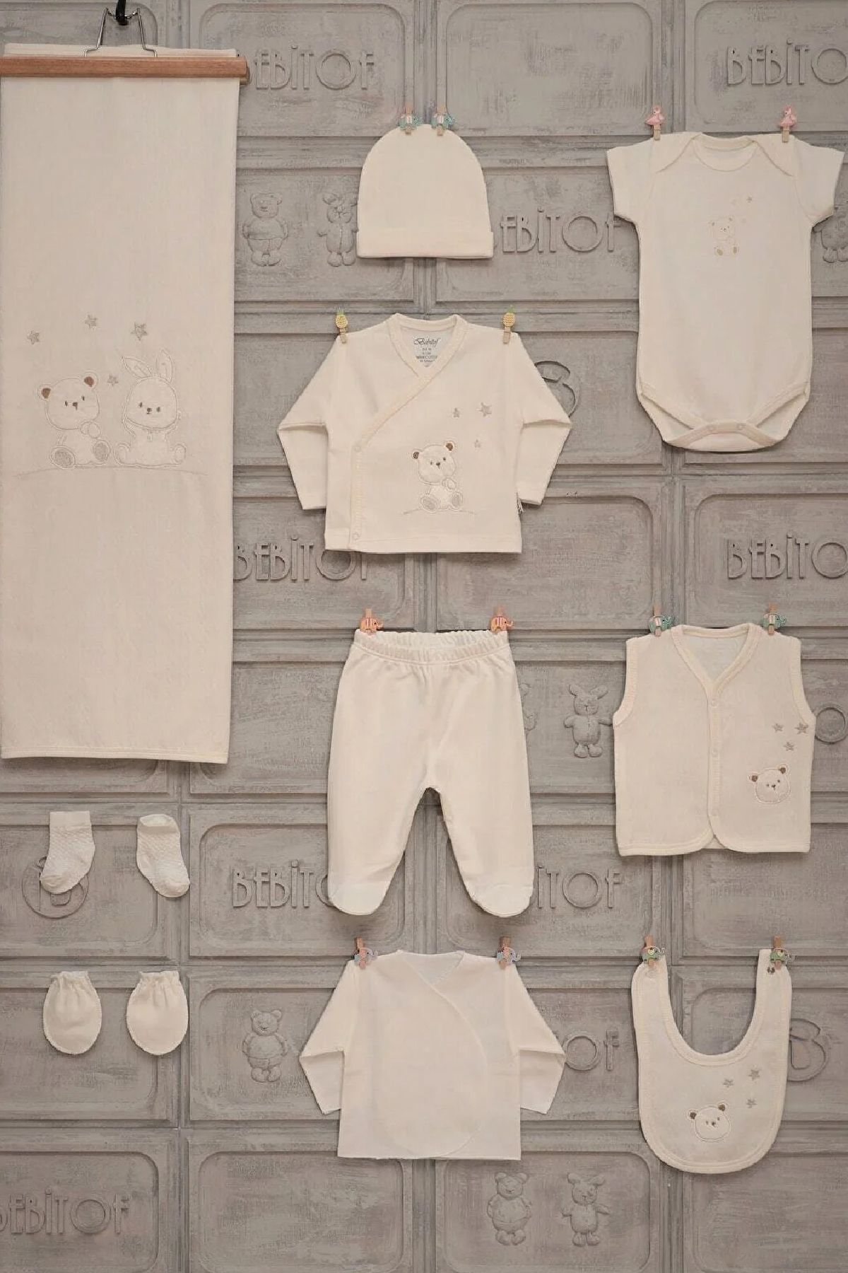 Bebitof 10036 Kız Bebek Erkek Bebek Takım Hastane Çıkışı Seti 10lu Set Yenidoğan fotoğrafı 2 (önizleme)