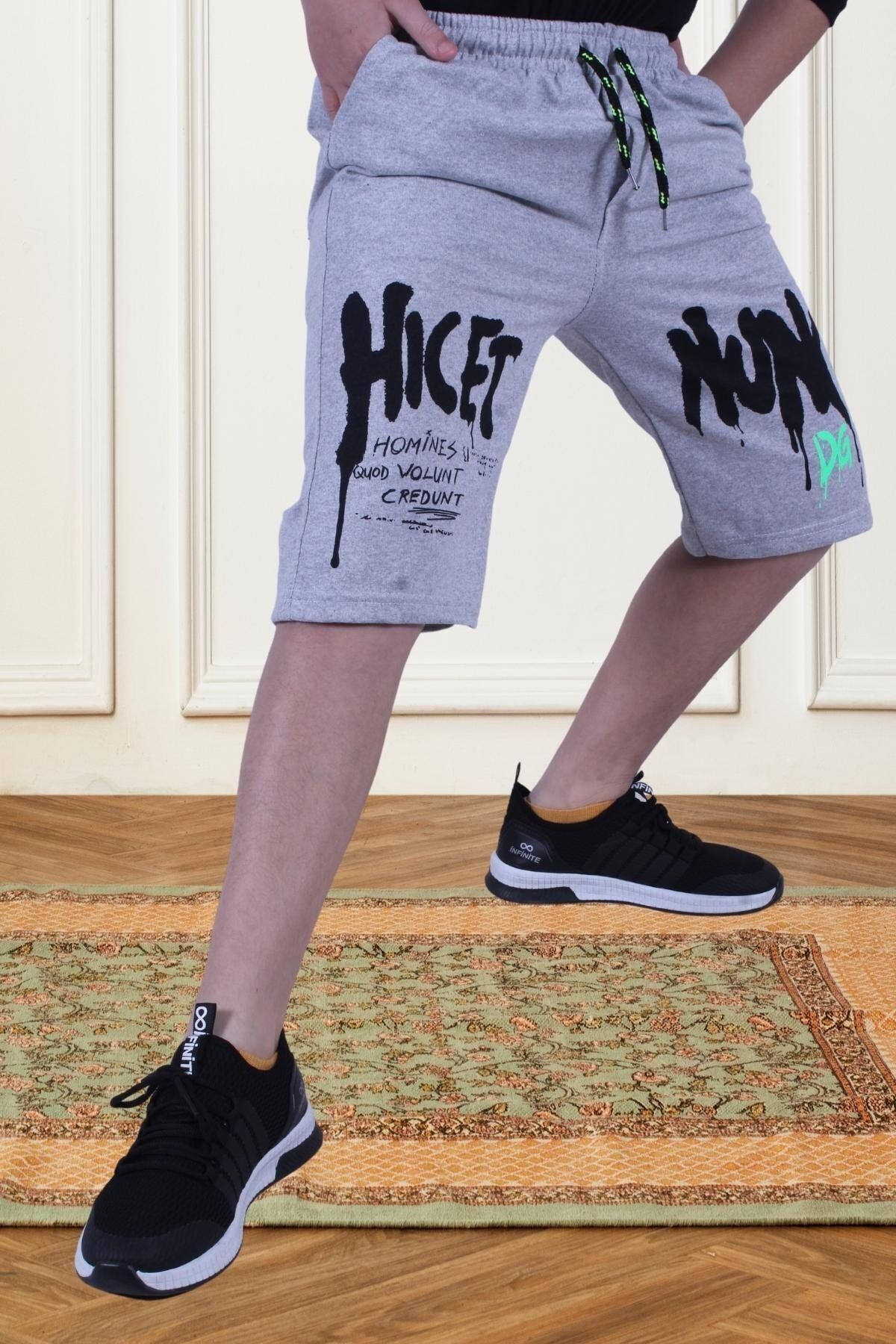 FYK COLLECTİON Capri Gri Pentru Băiat Cu Imprimeu Cu Text Hicet Hunk Masculin - 13–14 years
