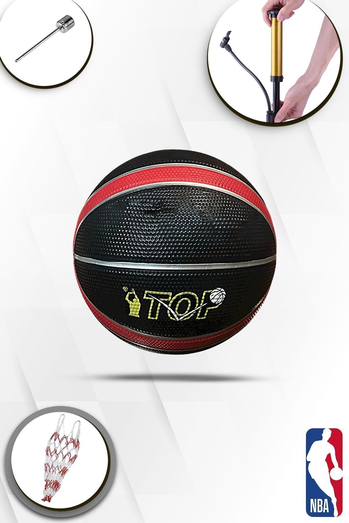 Hsport Prof. Maç/antreman Kaymaz Kauçuk Iç/dış Saha Uygun 7 Numara Basketbol Topu + File,şişirme Iğnesi,pom