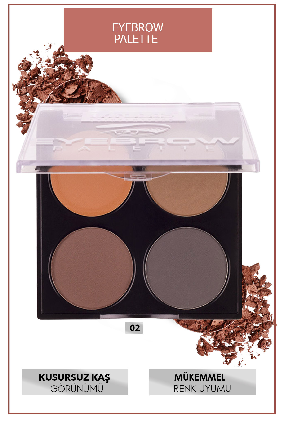 Eyebrow Palette Kaş Farı Paleti 02 — قهوه‌ای 8681546103404 — تصویر 2 از 6