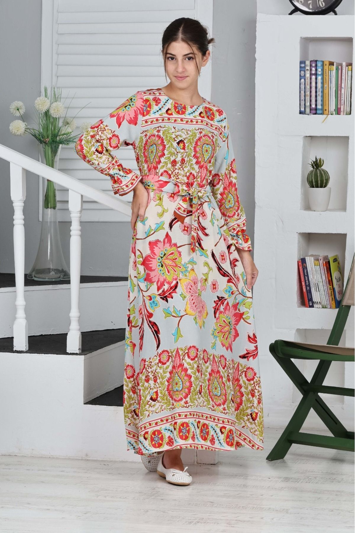 Asortik Kids-Girl - 100% Cotton Viscose Hijab Dress 5