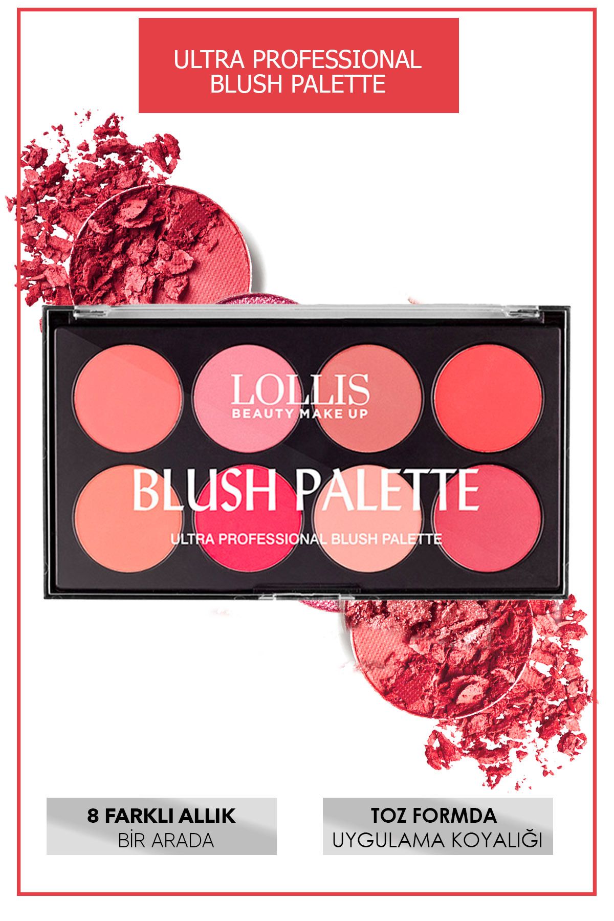 پالت رژگونه 8 رنگ / فوق العاده حرفه ای رژگونه پلات 8 رنگ Lollis