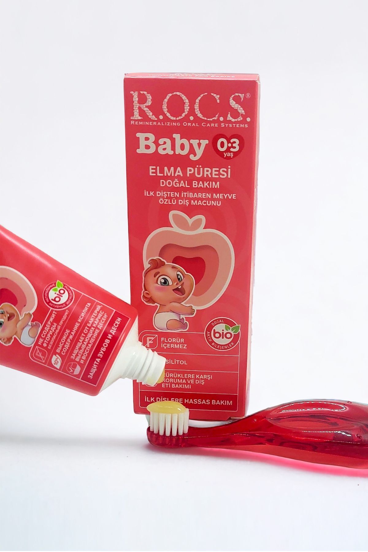 R.O.C.S.-Rocs Baby Red Apple Puree and 45g Toothpaste Set for 0-3 Years 7