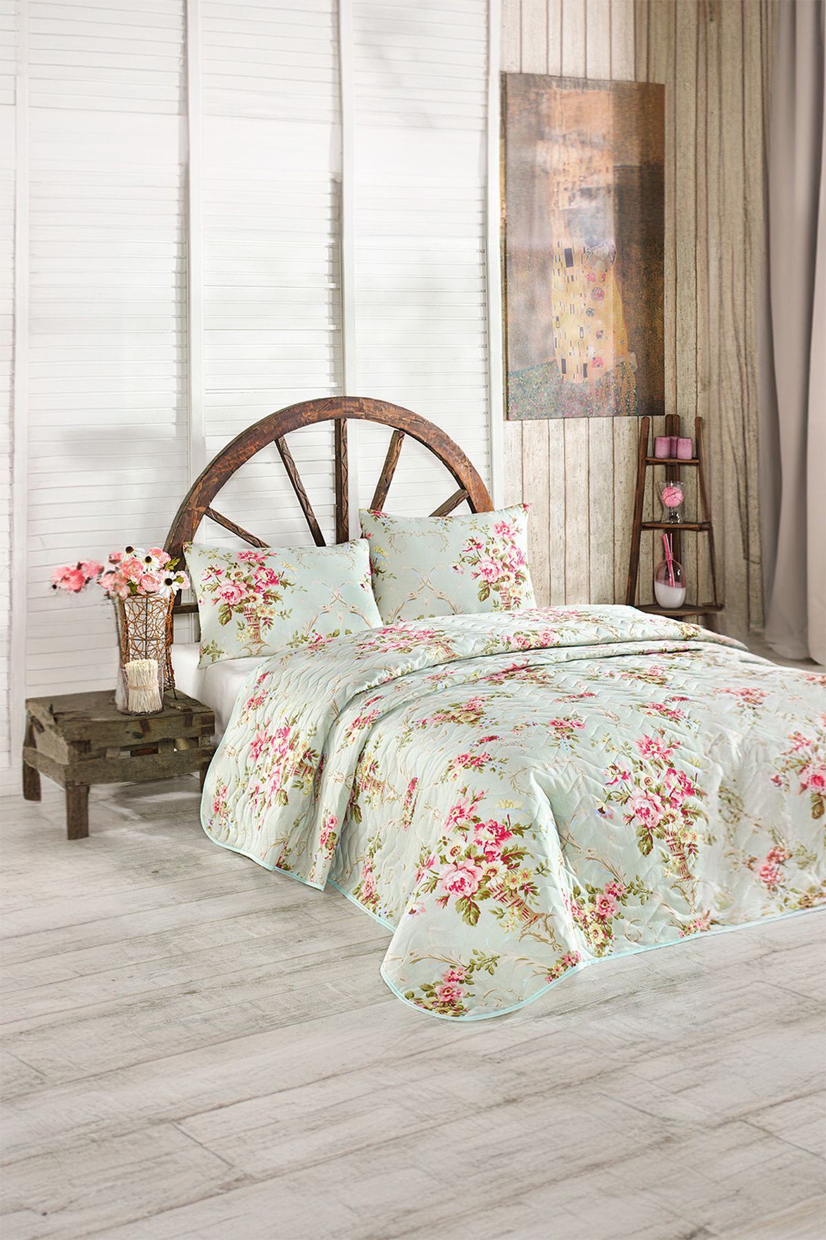 Eponj Home-Set cuvertură de pat matlasată unică Alanur Mint 3