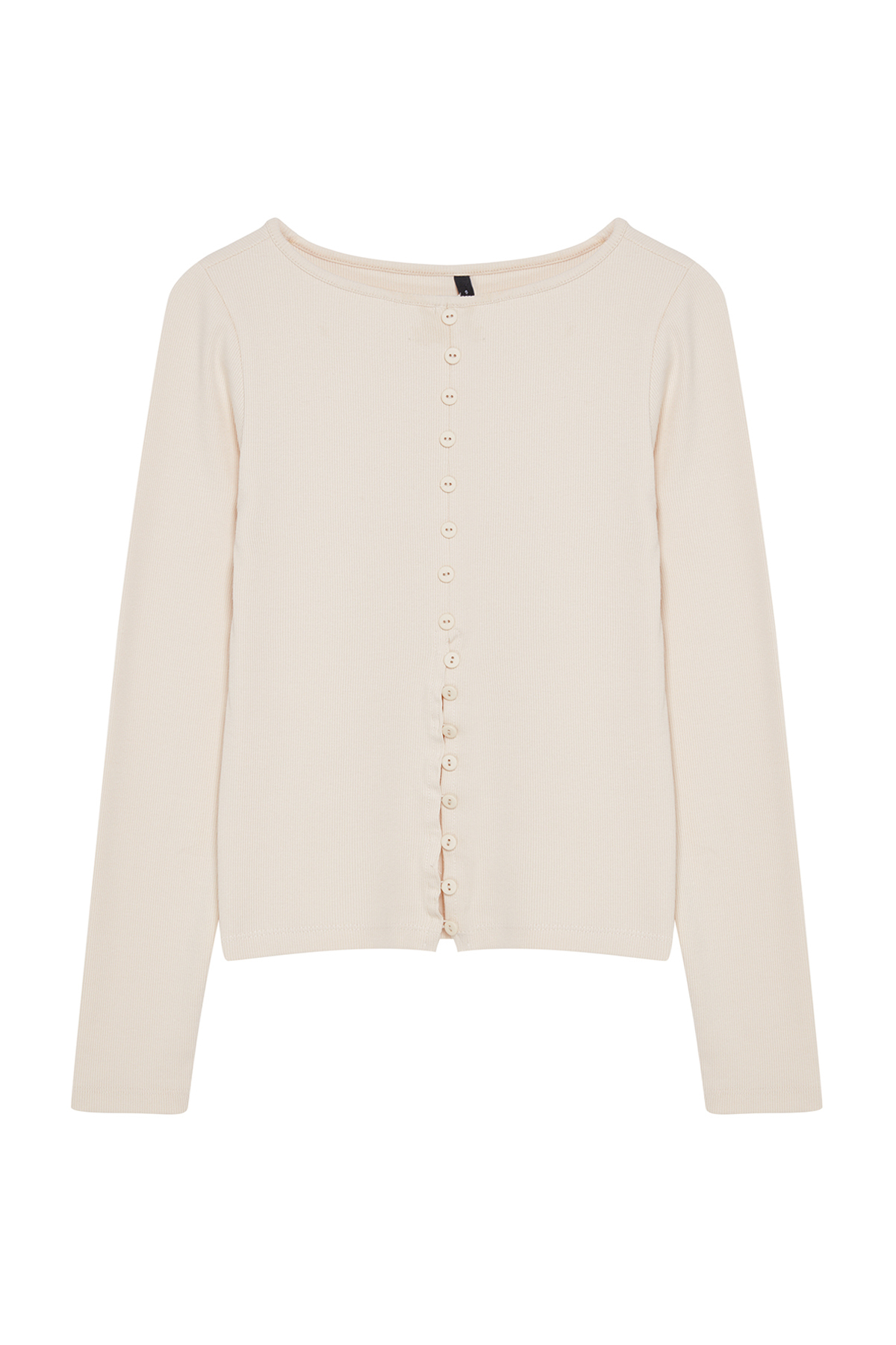 Trendyolmilla  Taş Düğme Detaylı Bisiklet Yaka Fitilli Esnek Regular Boy Örme Bluz TWOAW25BZ00030 - Görsel 6