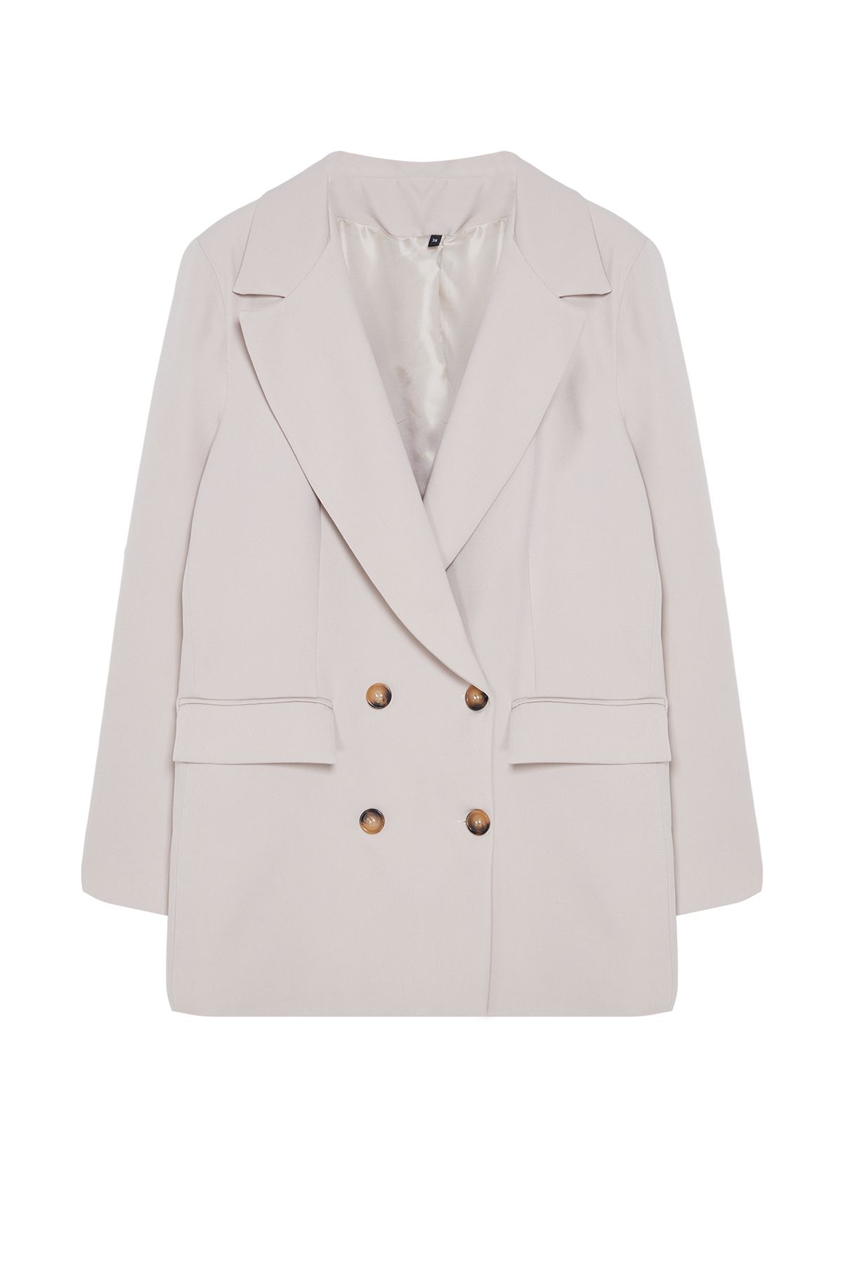 Trendyol Collection-Light Gray Oversize Lined Buttoned Woven Blazer Jacket Twoaw22Ce0167 6