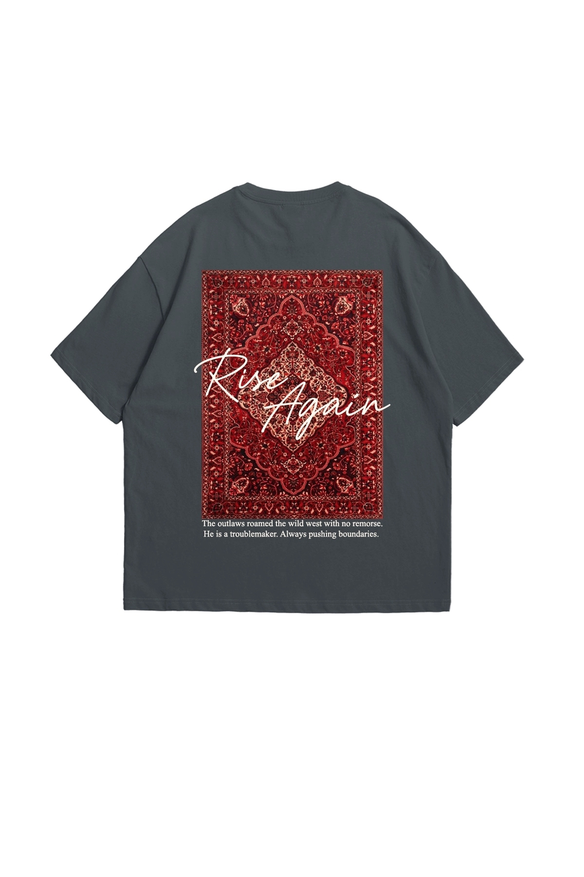 Sekizbiraltı Rise Again Printed Unisex Oversize Smoked T-Shirt