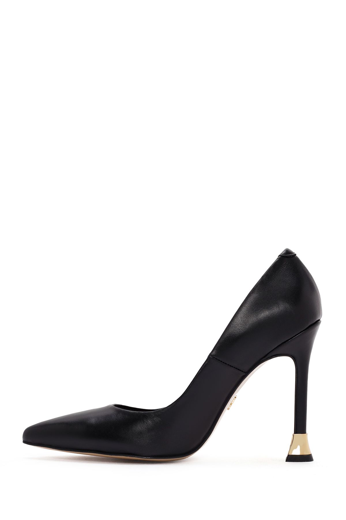 استیلتو مشکی زنانه پاشنه بلند سیاه و سفید چرمی Stiletto 24SFD132218 Derimod