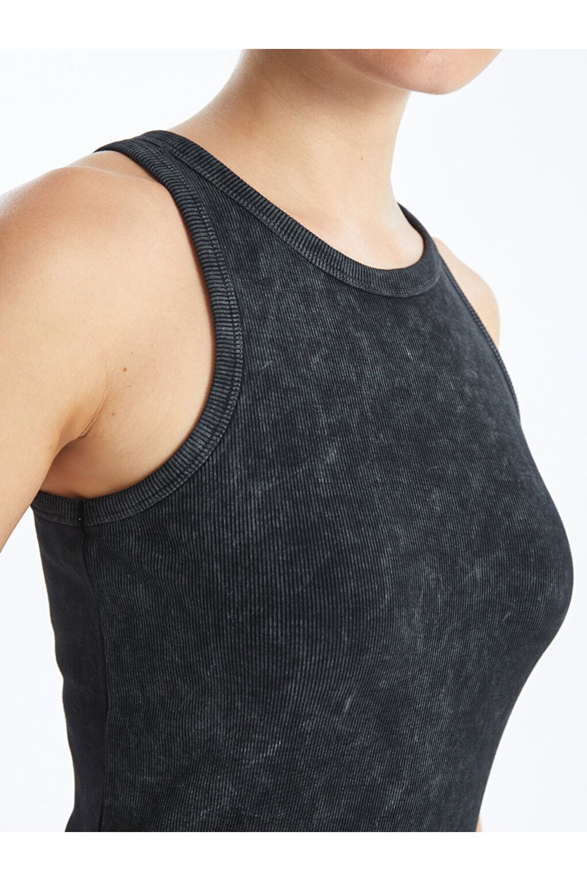 Kadın Bisiklet Yaka Düz Bodycon Elbise