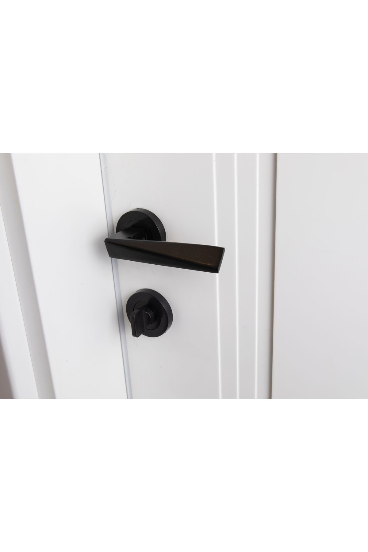 EVEO-Black Prism WC Door Handle - Front and Rear Set 1