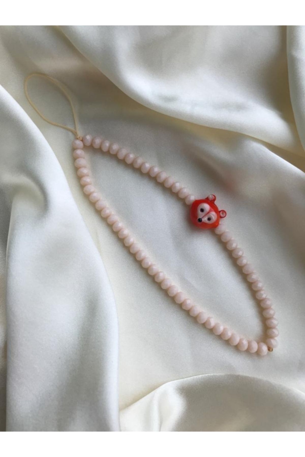 Fox Cam Murano And Crystal Bead Detailed Phone Charm Phone Strap