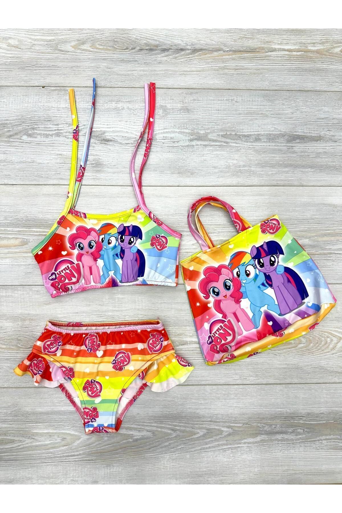 ayloş butik-My Little Pony Patterned Bag Bikini 1