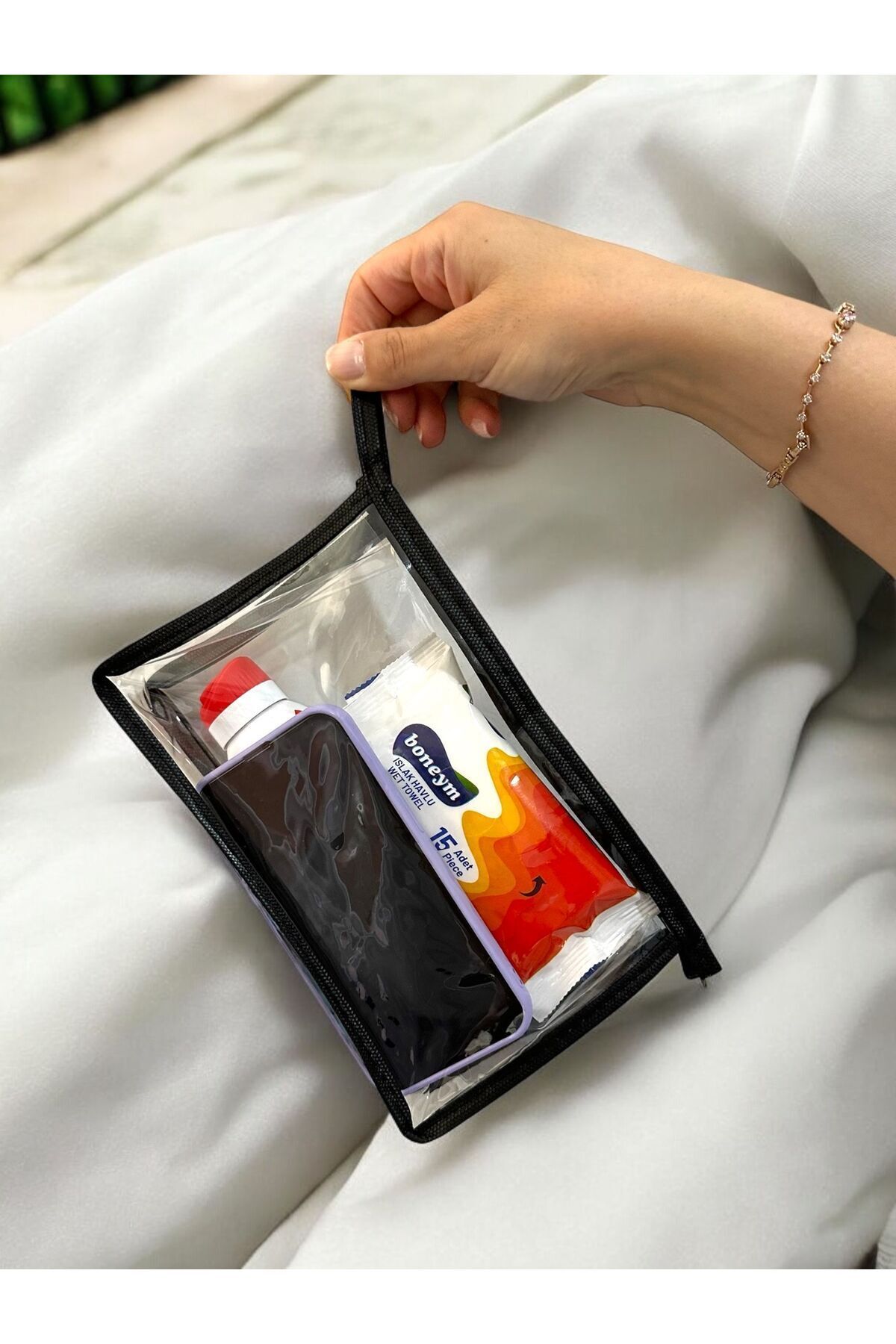 Gempo Geantă De Machiaj Transparentă Cu Fermoar 22x14 Cm - Geantă Multifuncțională Pentru Cosmetice Și Călătorie - Mărime unică