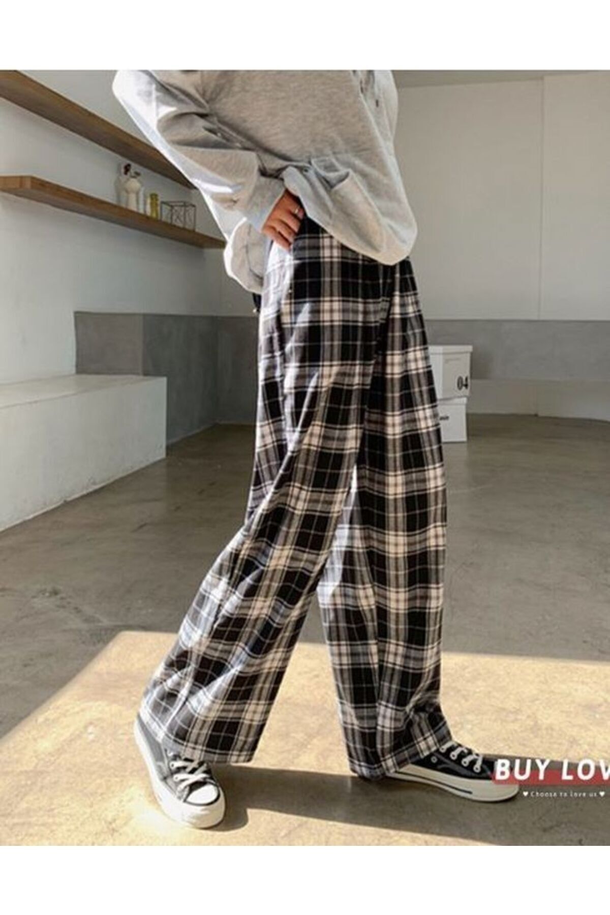 Plaid pants korean clearance