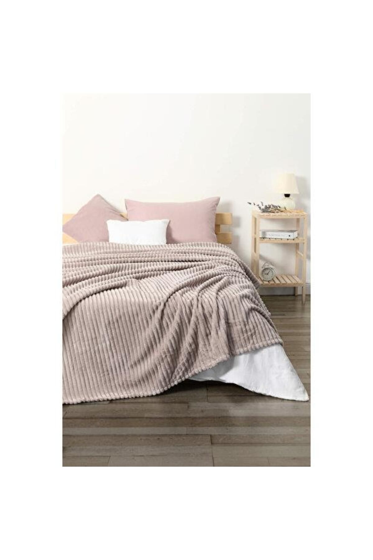 AKSU Fitilli Çift Kişilik Battaniye - Vizon Fitil 200x220