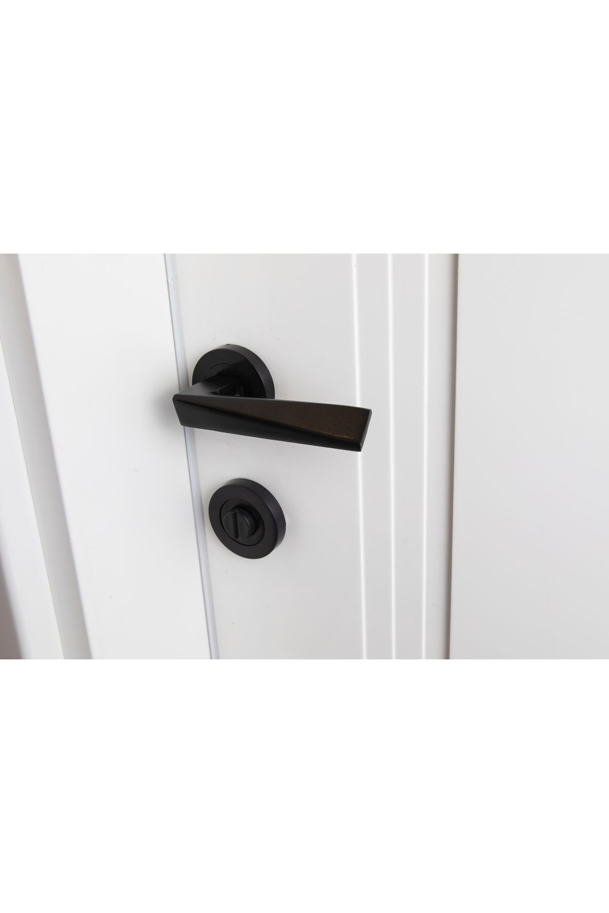 EVEO-Black Prism WC Door Handle - Front and Rear Set 2