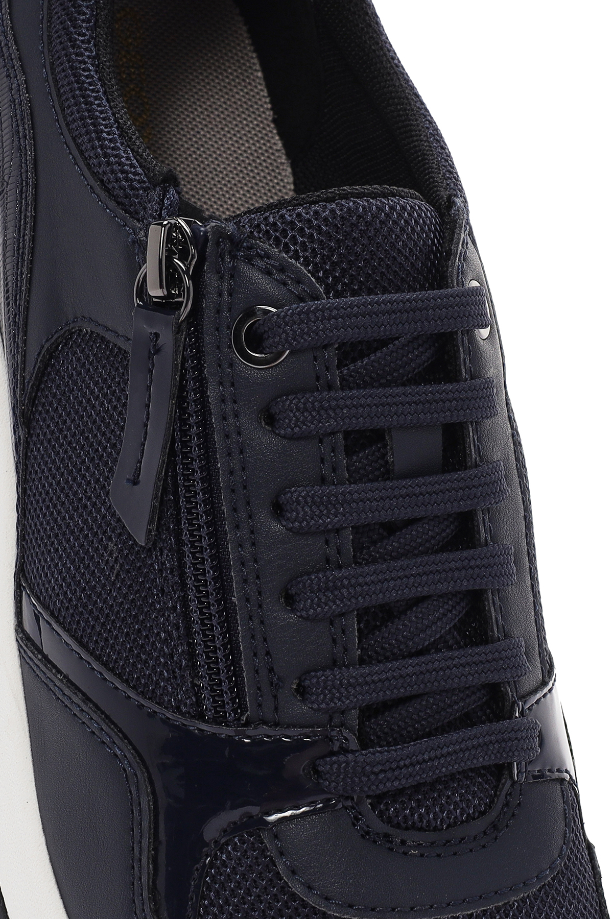 Geox Navy Blue Bulmia Leather Sneaker Laceup, Women's