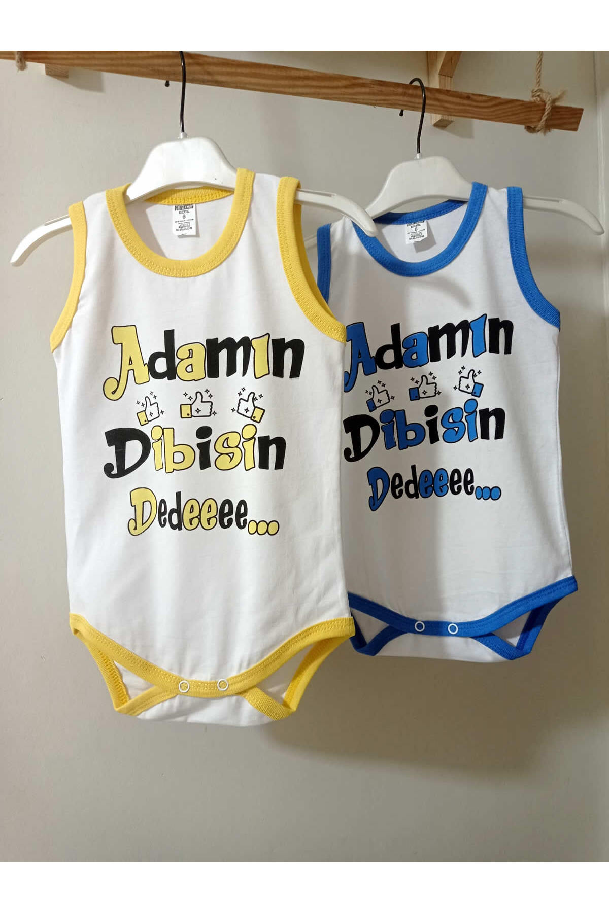 krm kerem bebe Adamın Dibisin Dedeee Yazılı %100 Pamuk Atlet Body & Zıbın fotoğrafı 5 (önizleme)