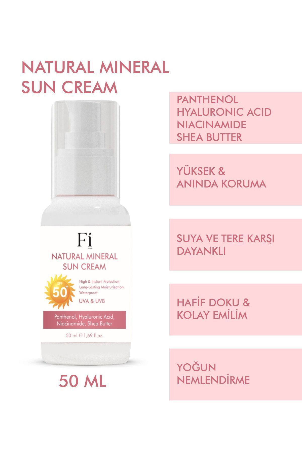 کرم ضد آفتاب صورت طبیعی Mineral Shea Butter Spf50+ High Protective 2 PCS Facial Sun cream 50ml Fİ HOME