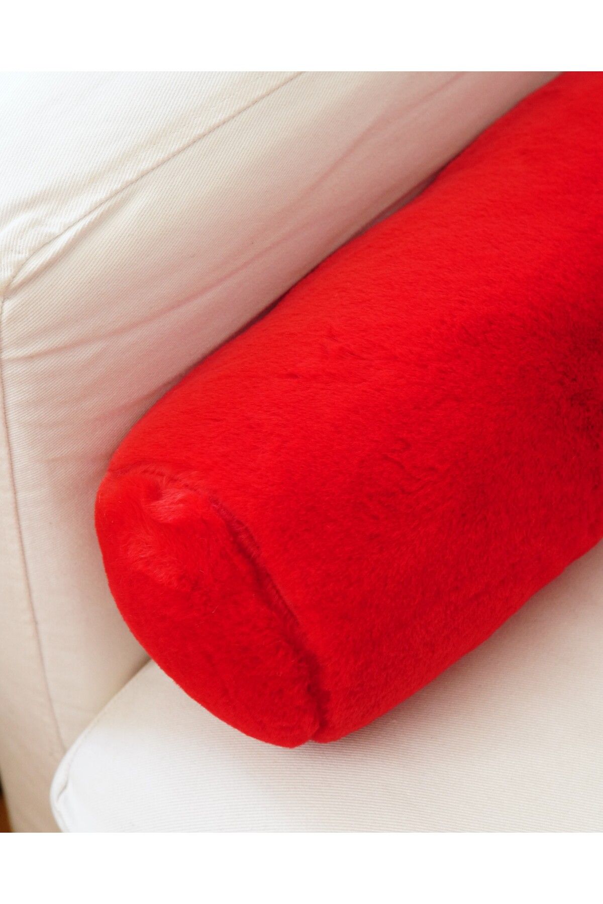 sevaradekor-Plush Cylinder Pillow - Inner Padding with Boucle and Throw Pillow Detail 3
