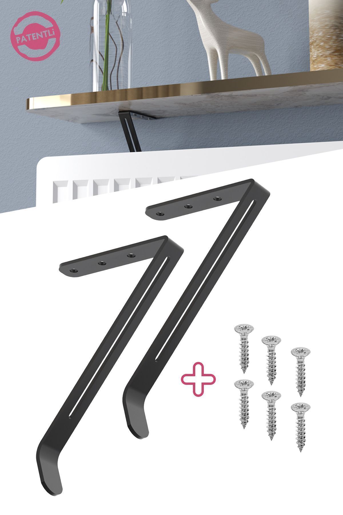 Genel Markalar Petek Üstü Uçan Raf Dresuar Ayağı Kalorifer Peteği Rafı Için Siyah Metal Ayak