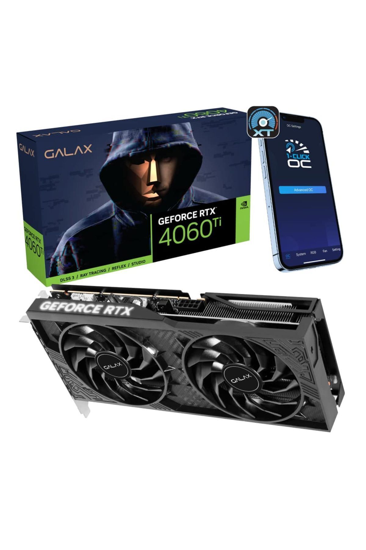 GALAX-Geforce Rtx 4060 Ti - 1-Click OC, 8GB GDDR6, 128 Bit DLSS 3 Graphics Card (46ISL8MD8COC) 1