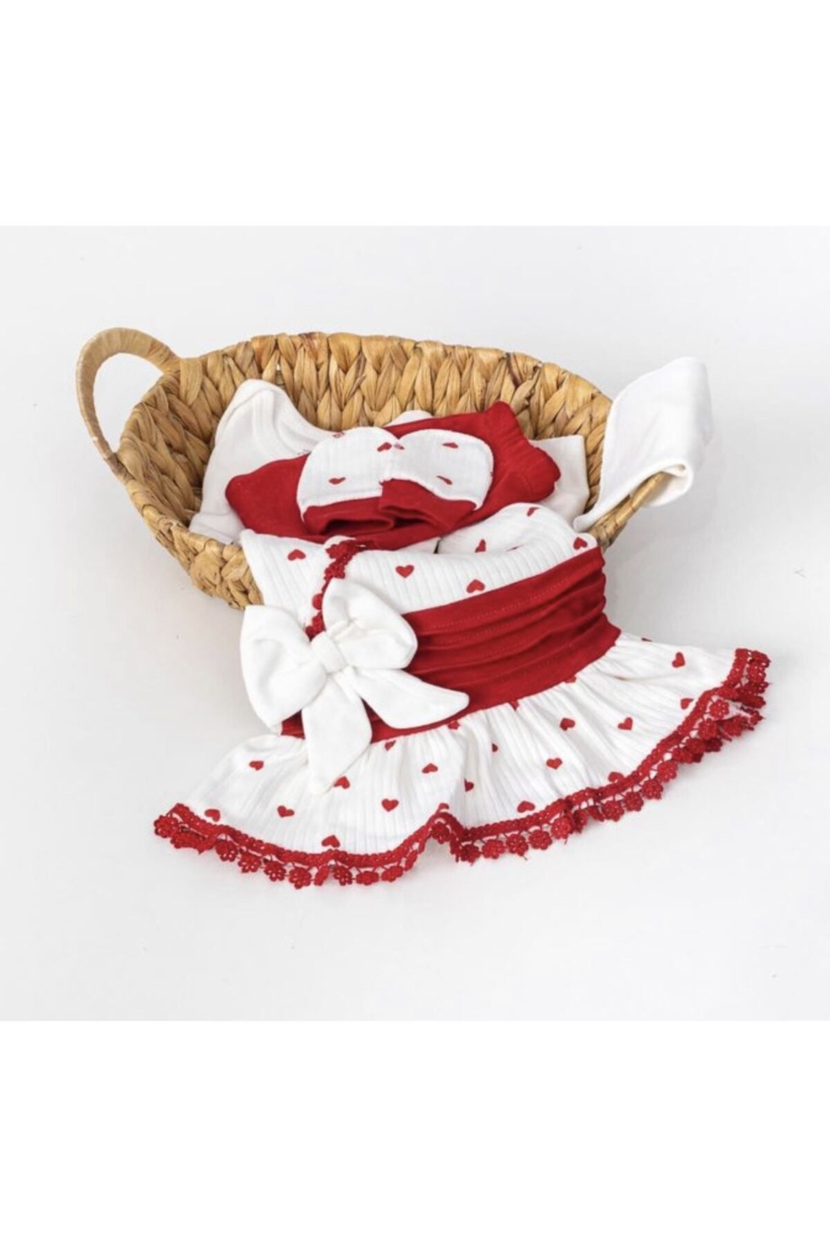 Cherub Baby Kalpli Dantelli %100 Pamuk Yenidoğan Kız Bebek 10 Parça Hastane Çıkışı Zıbın Seti fotoğrafı 3 (önizleme)