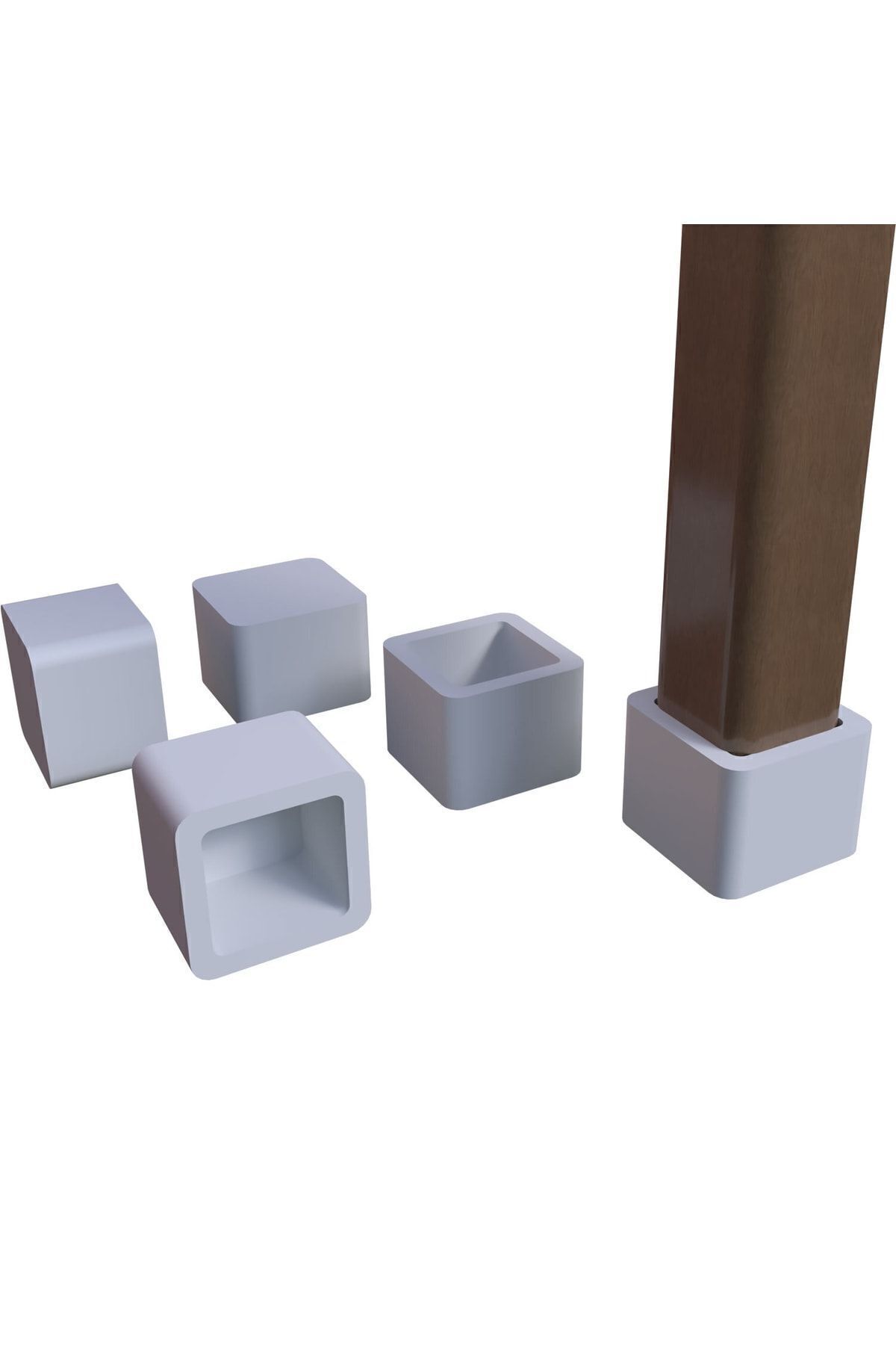 Adem Koç 30x30 Mm Kare Pvc Sandalye Profil Ayak Pabucu Sessiz Yumuşak - Beyaz (4 Adet)