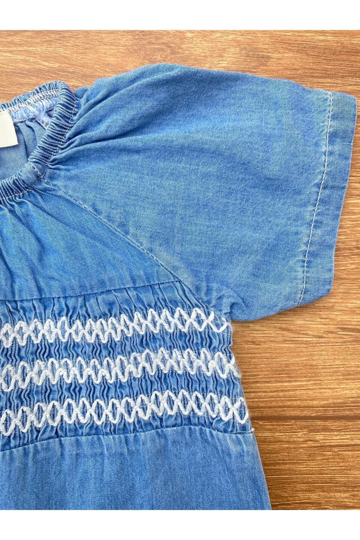 Cherub Baby Kız Bebek Gipe Detaylı Yazlık Jean Kot Tulum fotoğrafı 3 (önizleme)