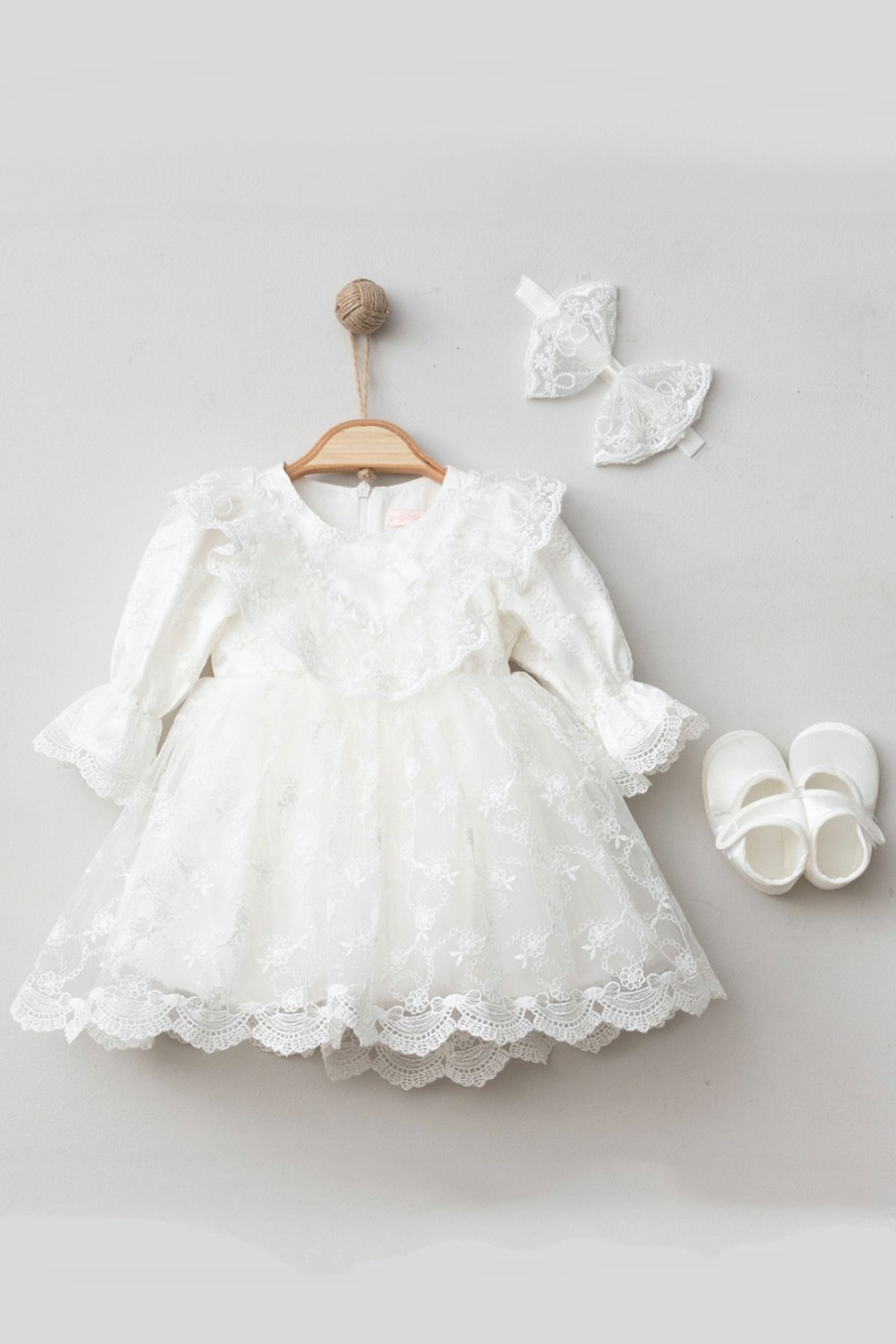 Cherub Baby Sakura Kız Bebek Güpürlü Elbise Yenidoğan Lüx Elbise Seti - Hastane Çıkışı Ve Mevlütlük Takım fotoğrafı 3 (önizleme)