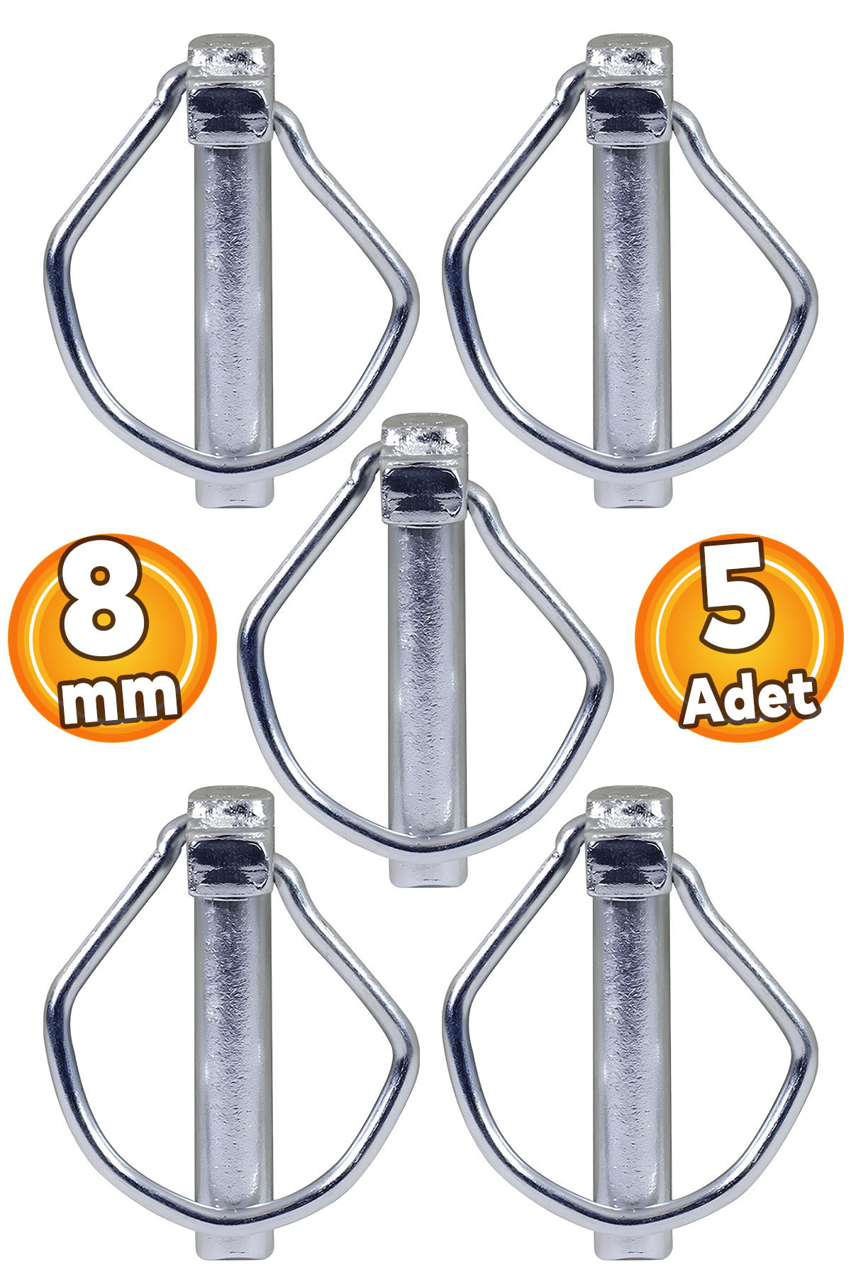8 Mm Tractor Pin Spring Pin Quality Steel (5 PCS)