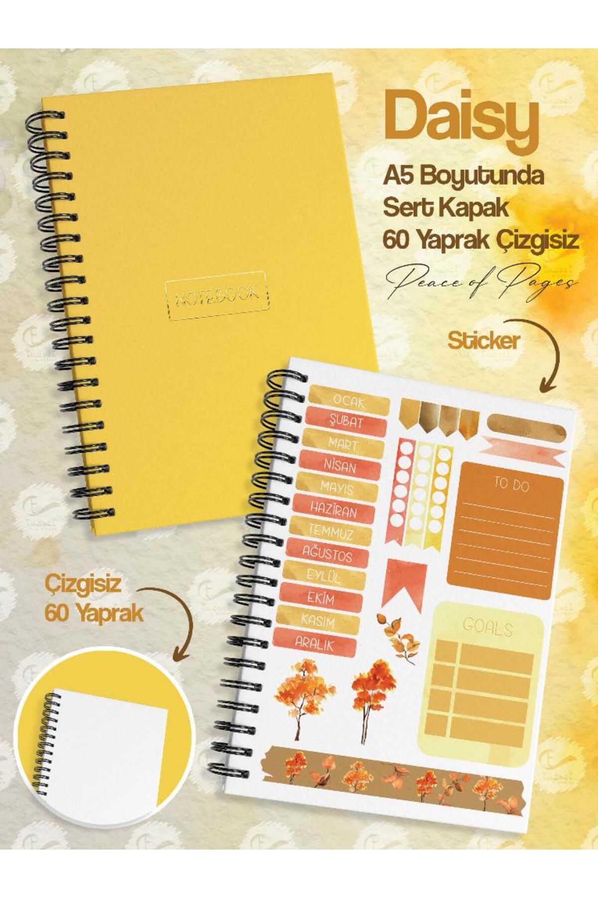 t tuğset etiket-مجموعة دفتر مكونة من 4 قطع بدون خطوط مع ملصق للكمبيوتر المحمول (21 × 14.8 سم 120 صفحة) مجموعة دفتر مخطط-T968 5