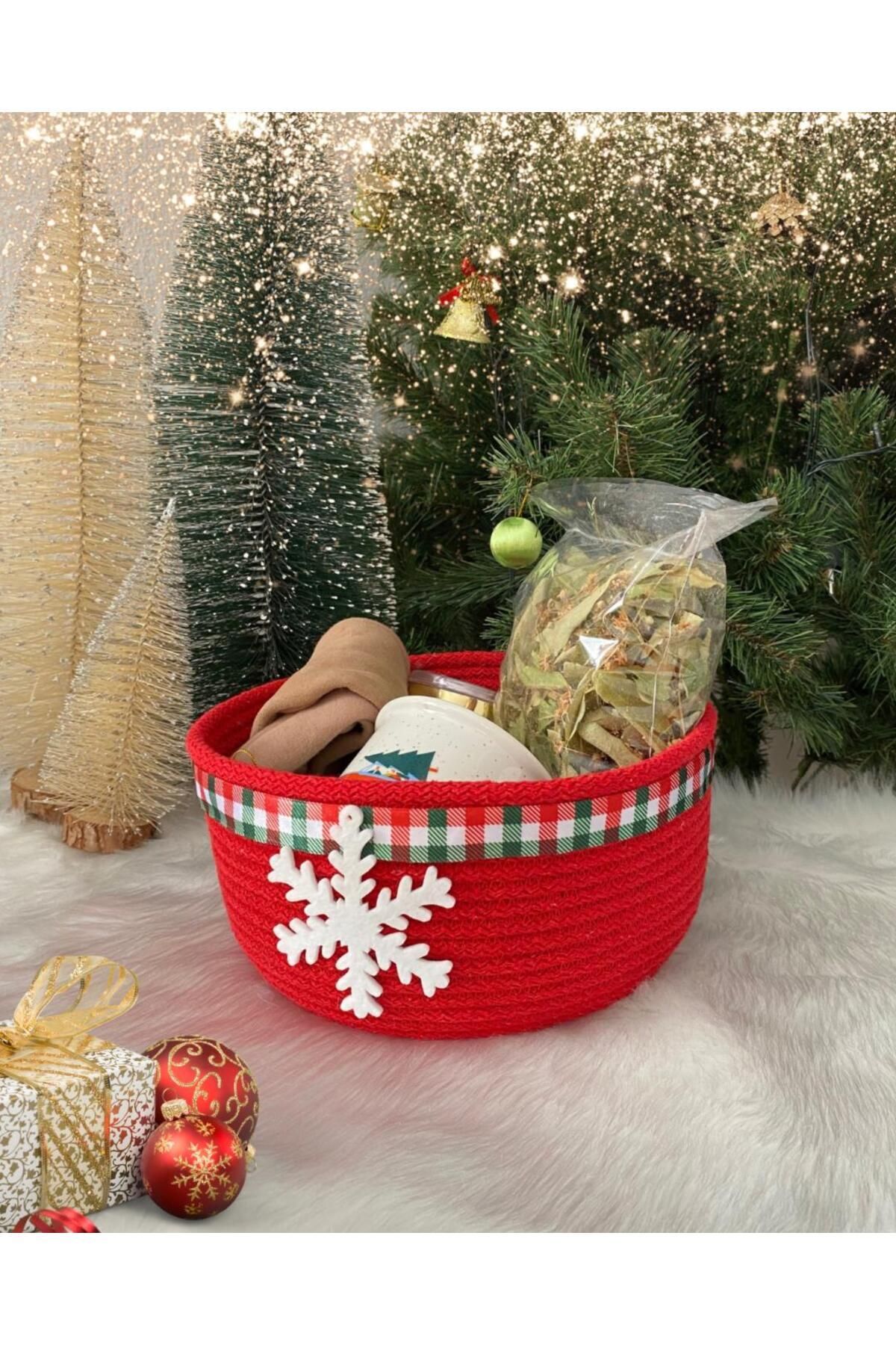 Gegocci Kırmızı Kar Taneli Yılbaşı Hediye Sepeti