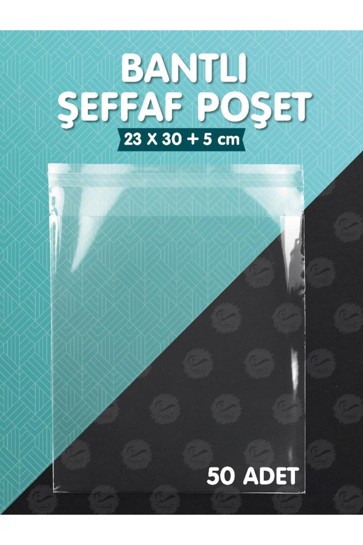t tuğset etiket Bantlı Şeffaf Poşet (23x30+5cm)   50 Adet Parlak Jelatin Paket Hediye Poşeti -T956