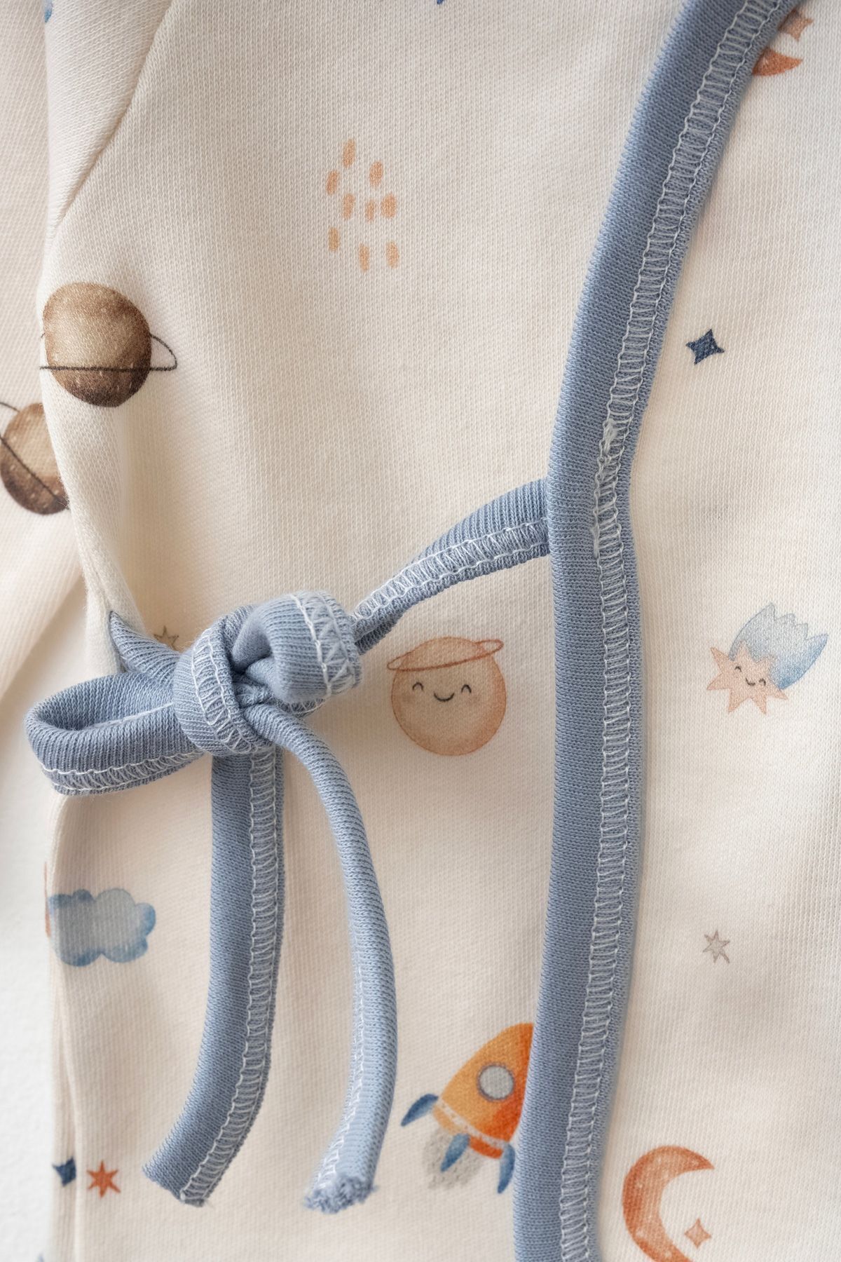 BABYLİM Erkek Bebek Hastane Çıkışı Uzay Baskılı Yandan Bağlamalı %100 Pamuk 5 Li Yeni Doğan Seti 0-3ay fotoğrafı 5 (önizleme)