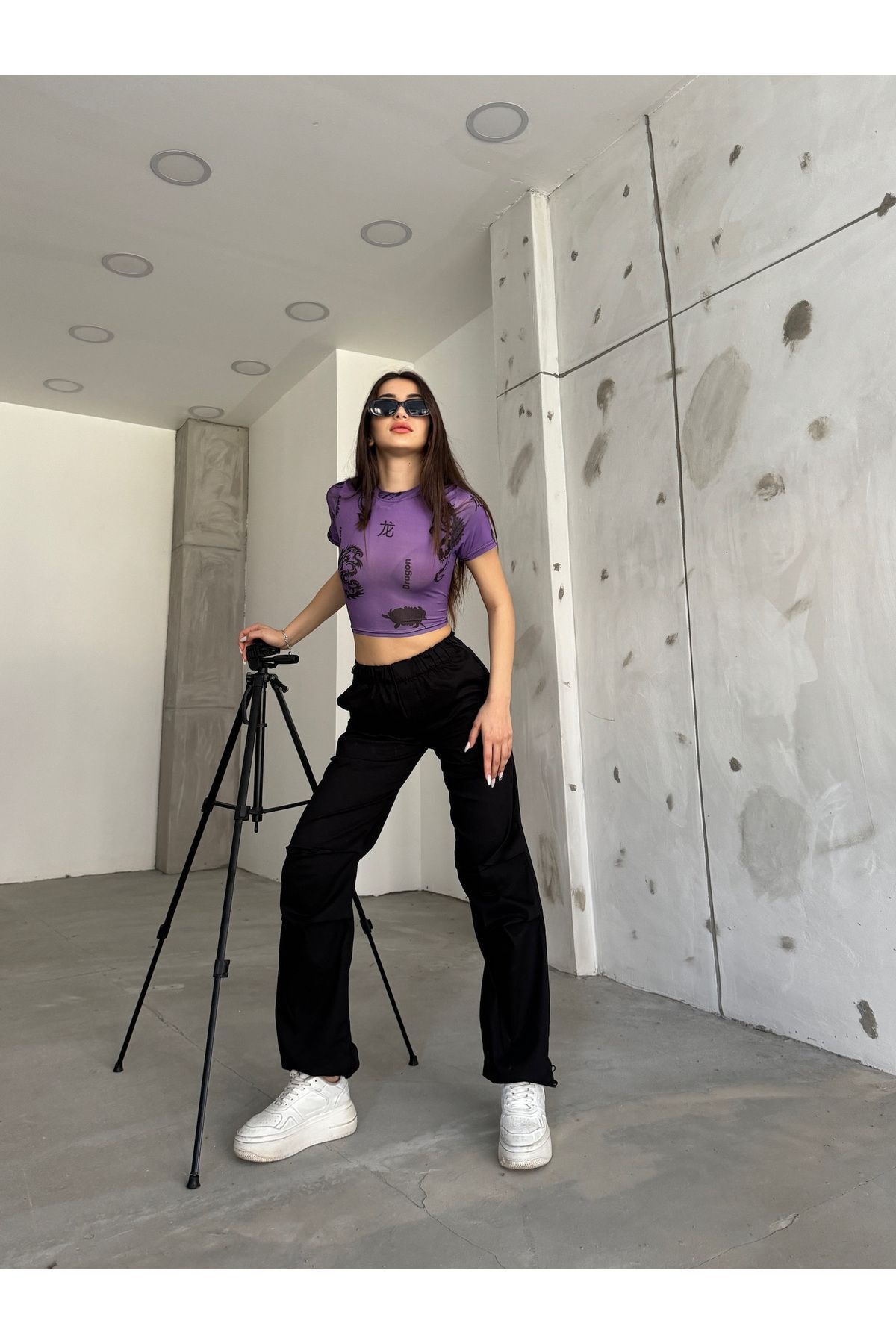 BİKELİFE-Schwarze Stopper-Fallschirmhose für Damen 7
