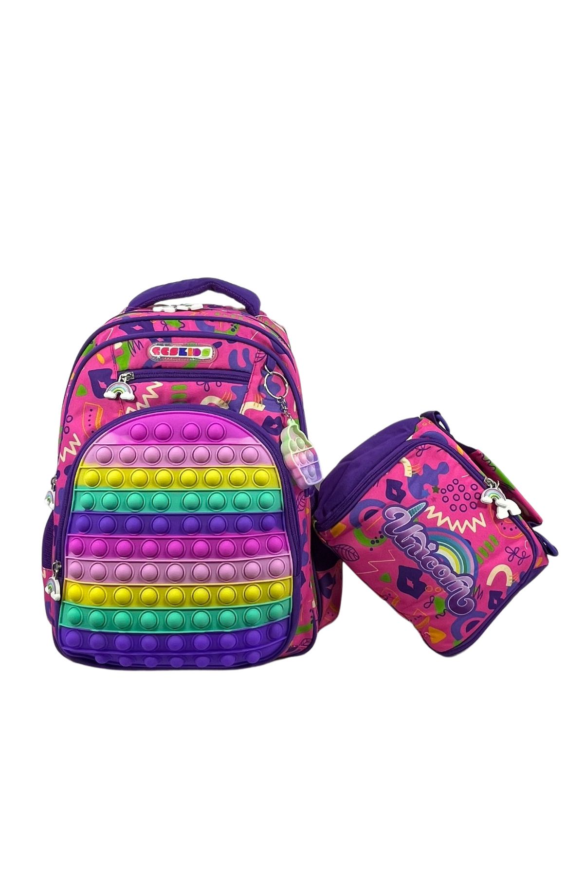 ÇÇS-Unicorn Patterned Children's School Bag - Set of 2 1