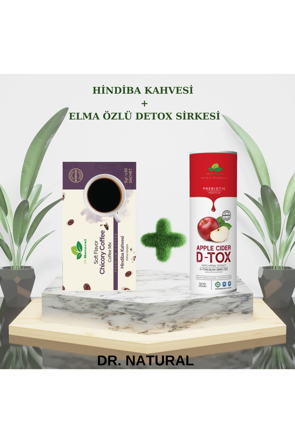 DRNATURAL Hindiba Kahvesi 5 Gr 30 Şase ve Elma Özlü Detox Sirkesi 250 ml