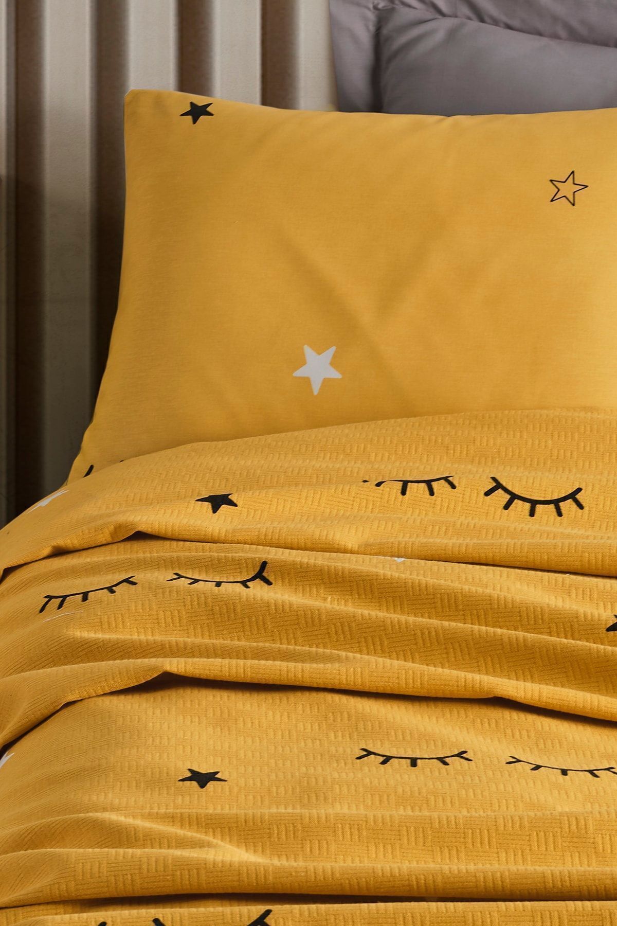 Eponj Home-Yellow Single Printed Pique Set 2