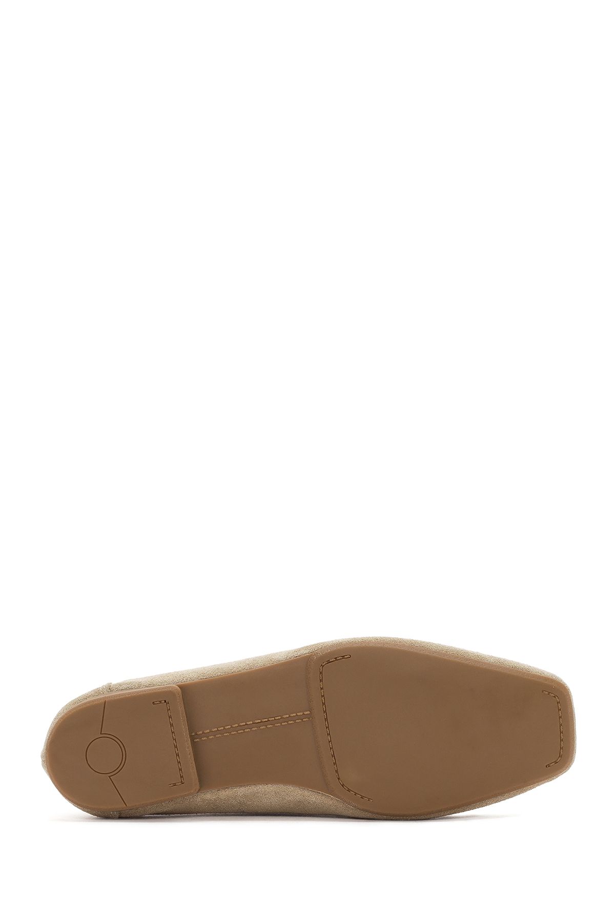 لوفر نود زنانه چرمی Beige Loafer 24SFD202210 اورجینال Derimod