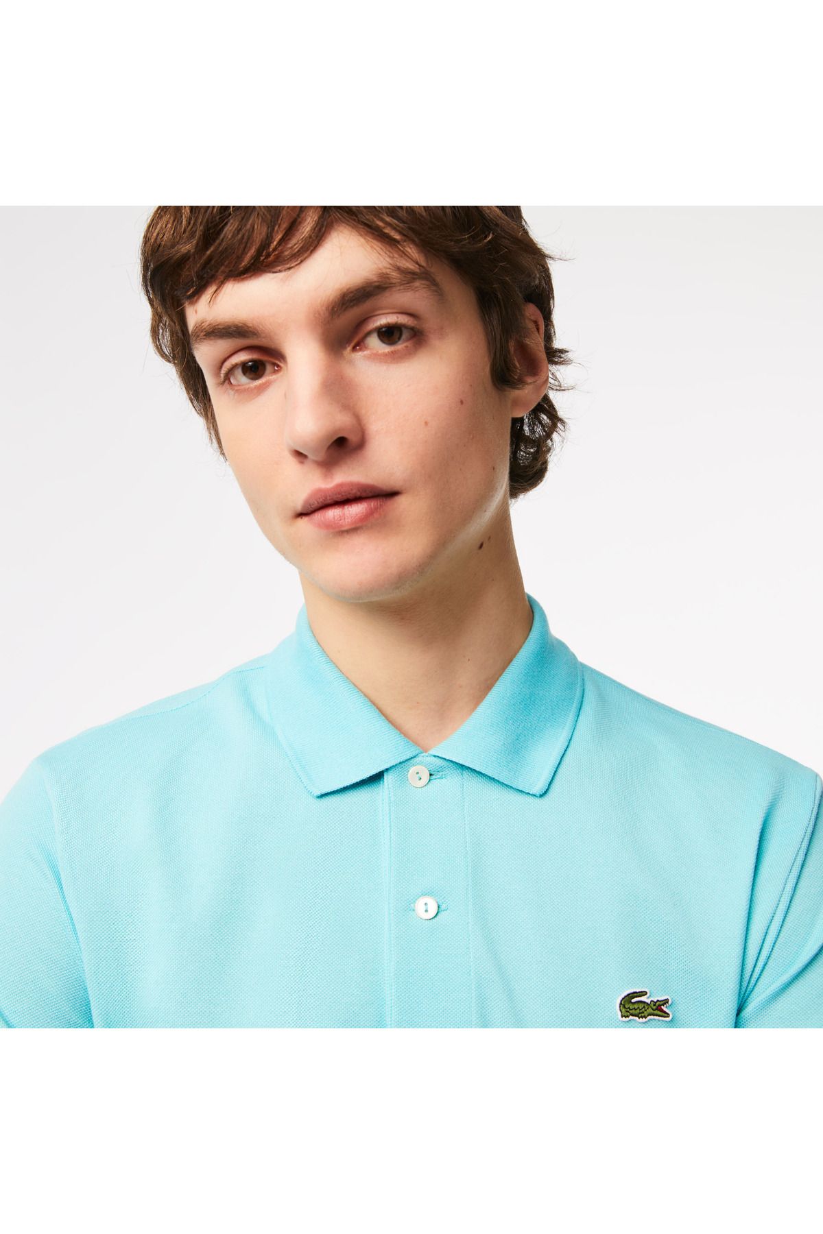 تی شرت یقه پولو آبی مردانه کلاسیک Fit L.12.12 چوگان روشن Lacoste