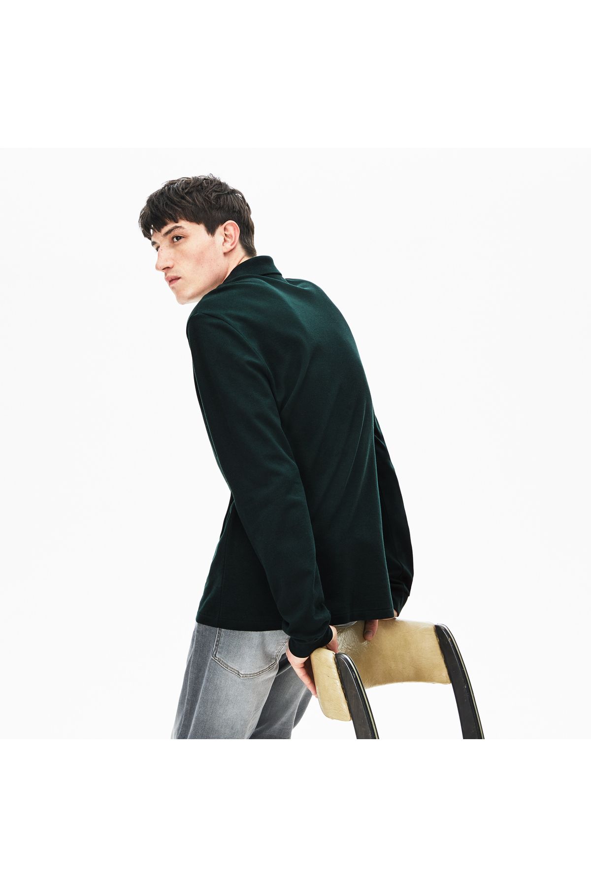 Lacoste L.12.12 کلاسیک مناسب مردانه آستین بلند تیره چوگان
