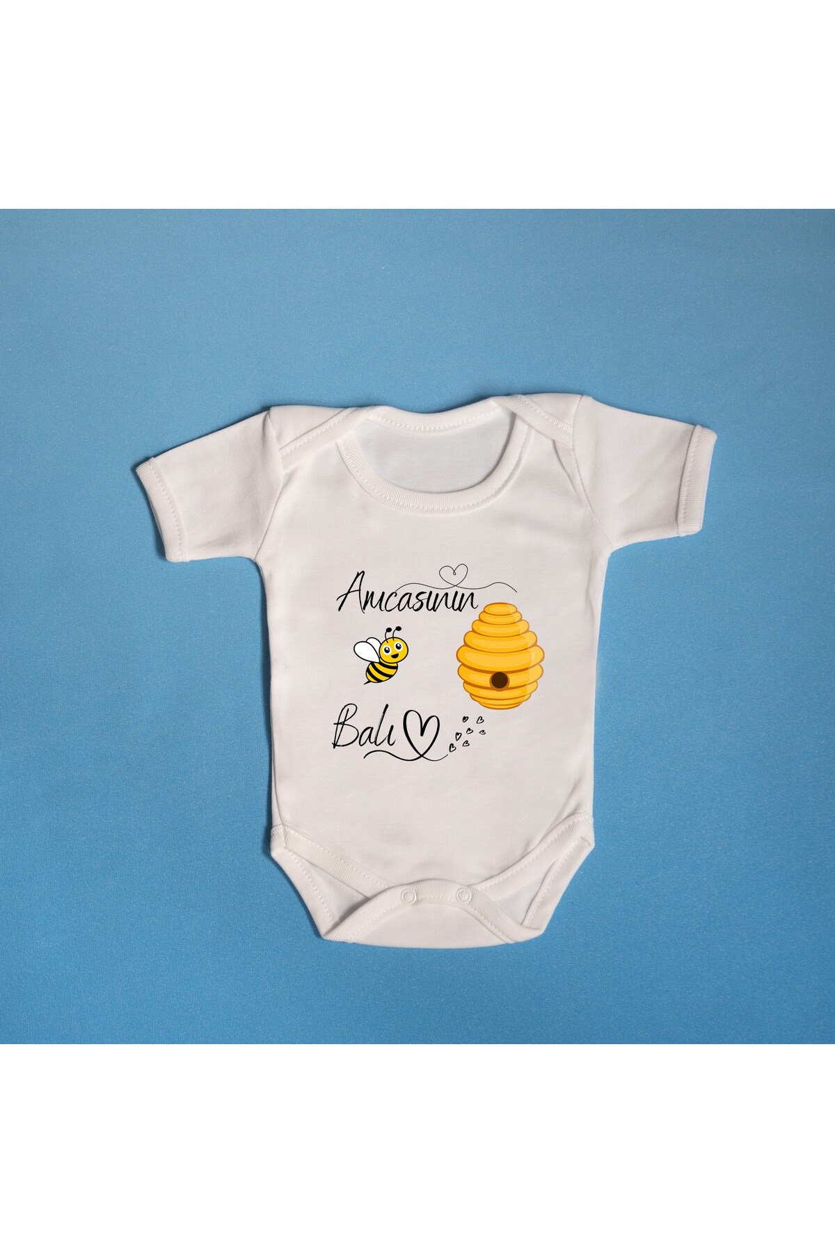 soft wing Uncle's Honey Written Cotton Baby Bodysuit- Trendyol - Main Image