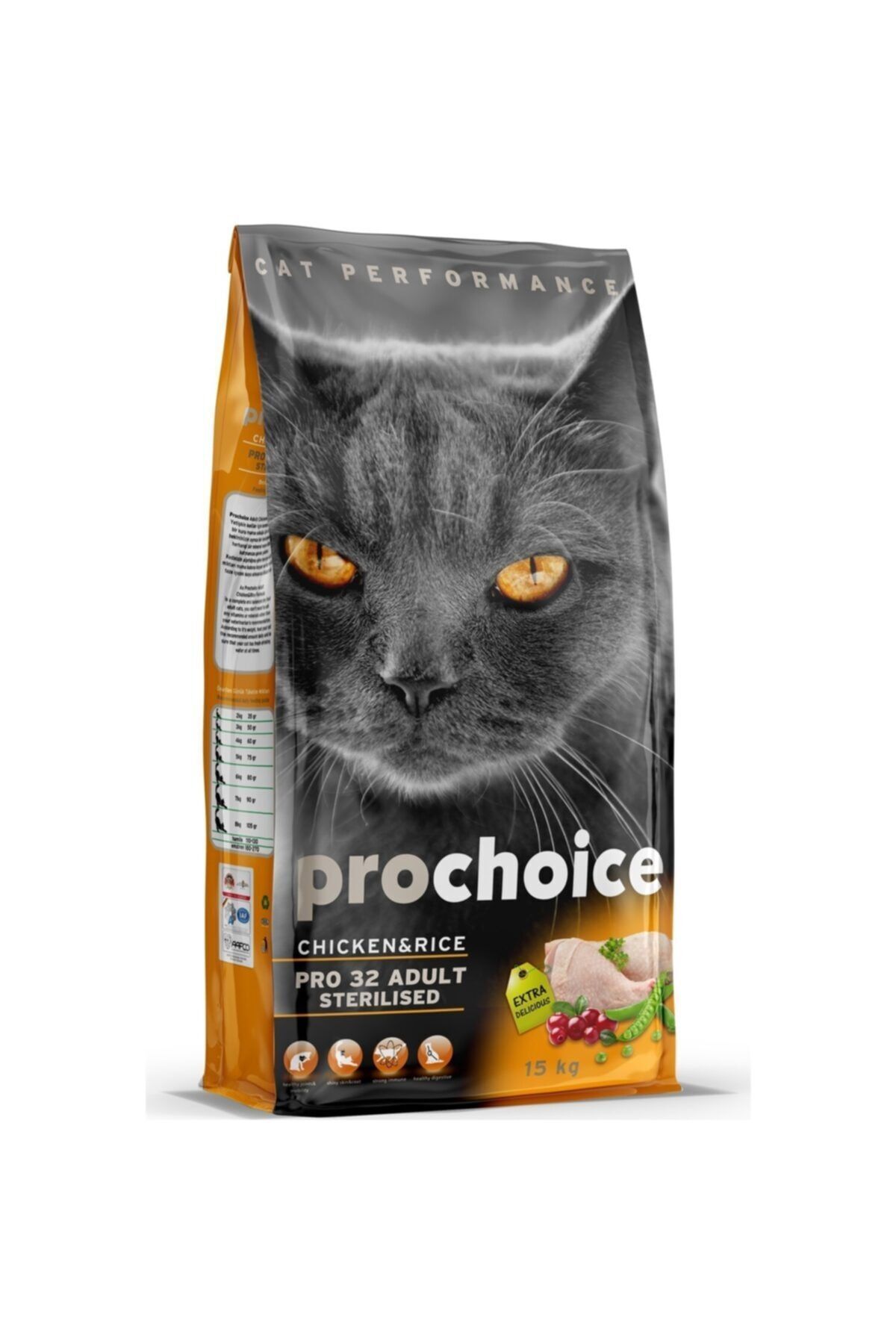 Pro Choice Pro 32 Tavuk Ve Pirinçli Sterilised Kısırlaştırılmış Yetişkin Kedi Maması 15 Kg