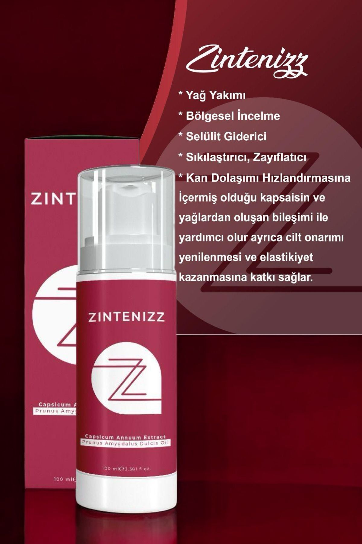 Zıntenizz - کرم ژل ضد درد و سفت کننده کپسیاسین ZİNTENİZZ