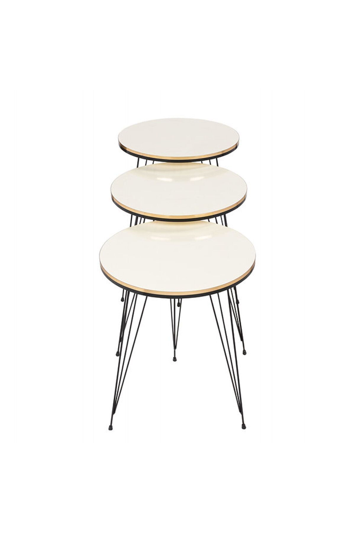 Golden Bark-Serving Tables Set Of 3 Pieces, Serve Coffee And Tea And Add Elegance To Your Home - Beige/BLACK 3
