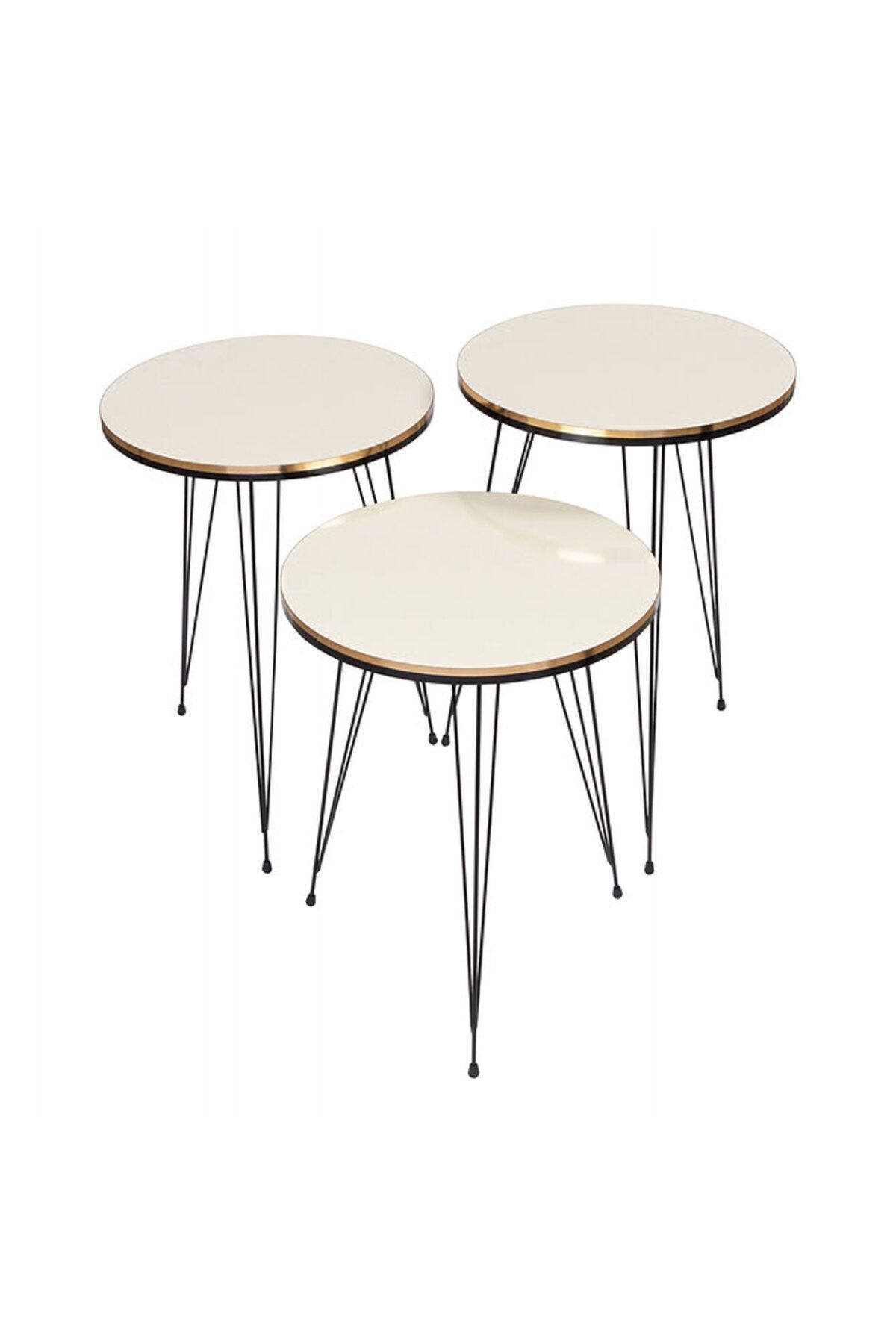 Golden Bark-Serving Tables Set Of 3 Pieces, Serve Coffee And Tea And Add Elegance To Your Home - Beige/BLACK 4