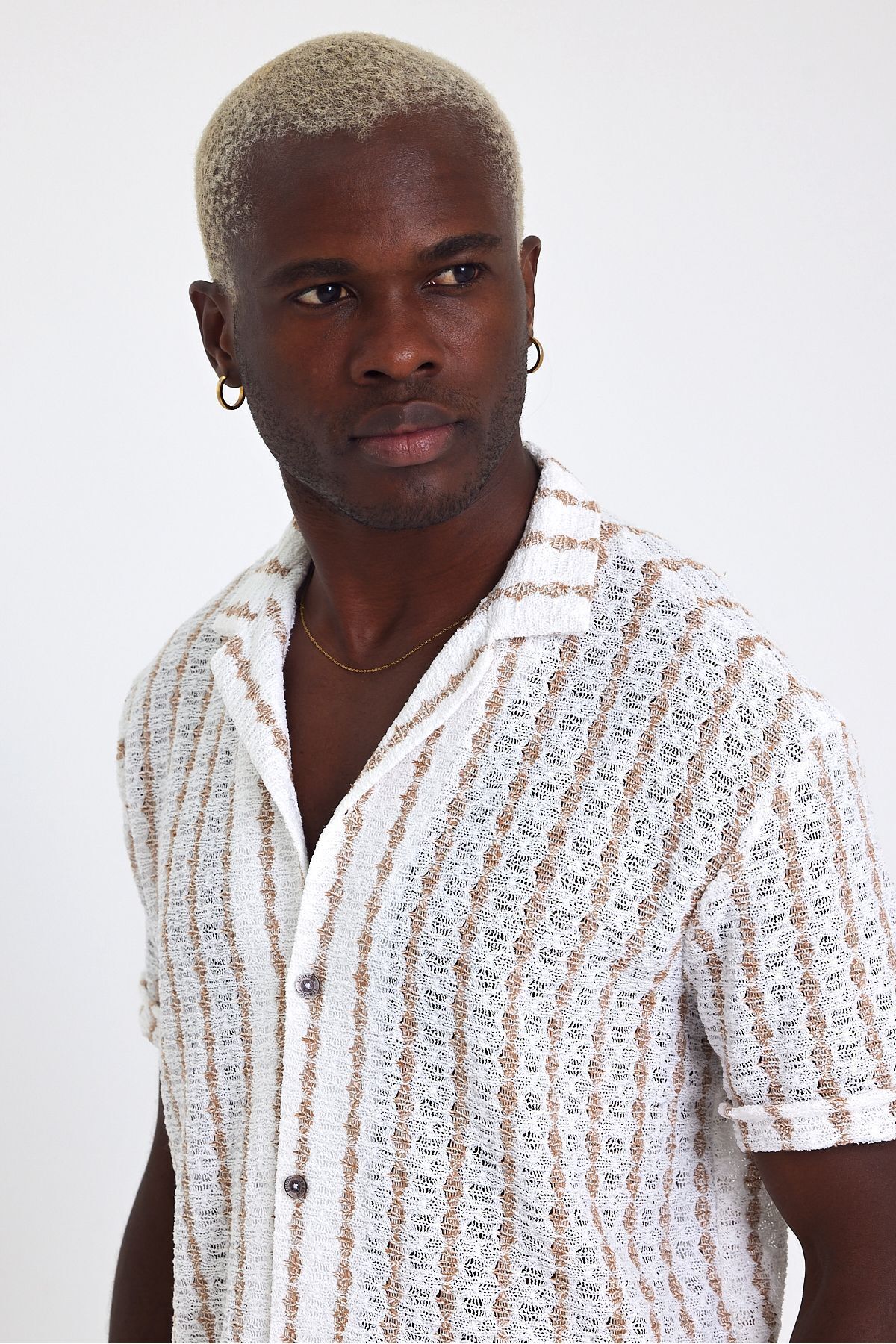 İLKCET MODA-Jacquard Oversize Short Sleeve Shirt 6